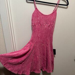 Lulus Pink Acid Wash Skater Dress